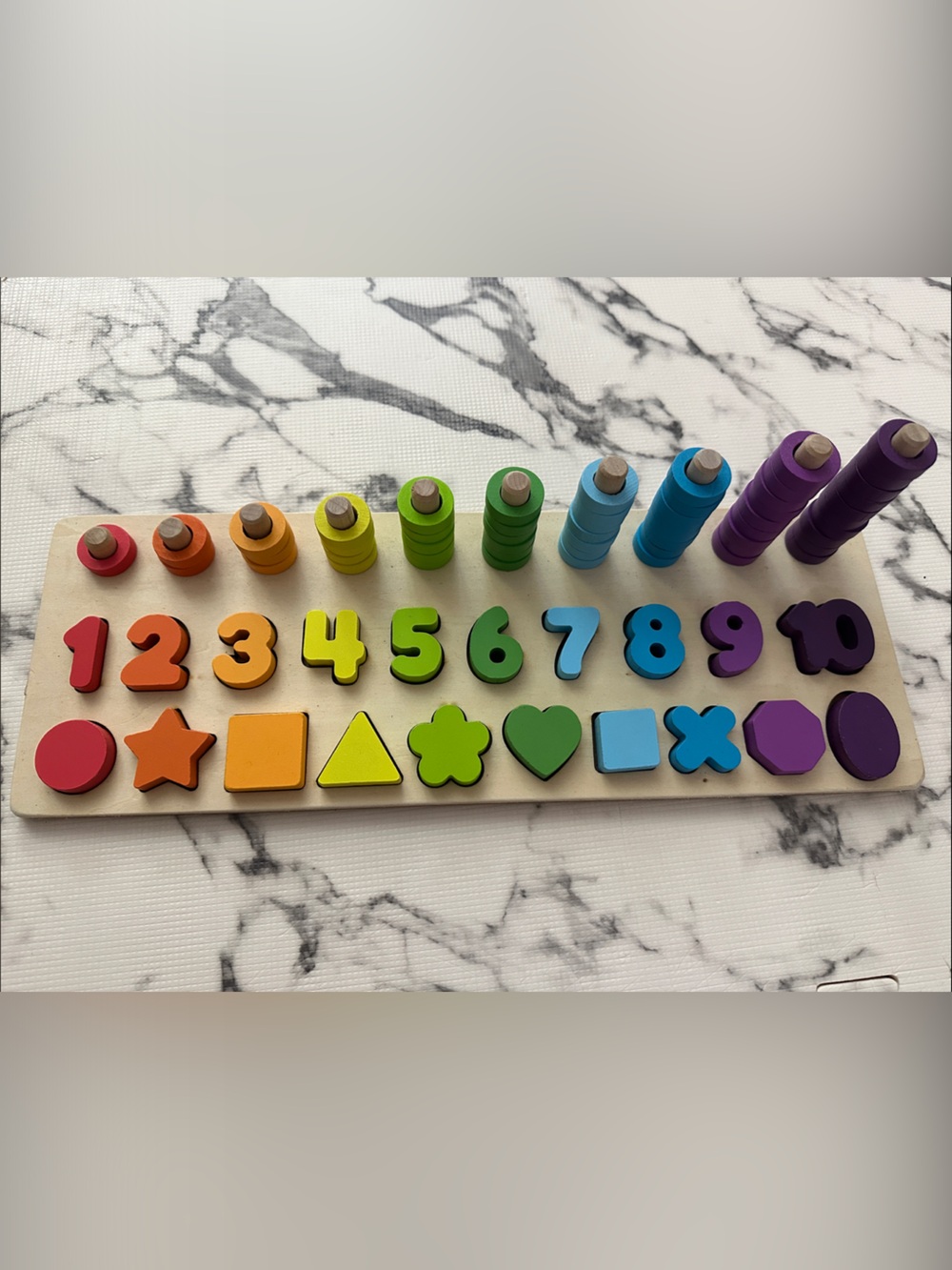 Wooden Rainbow Counting & Shape Sorting Board - Multicolor Educational Toy